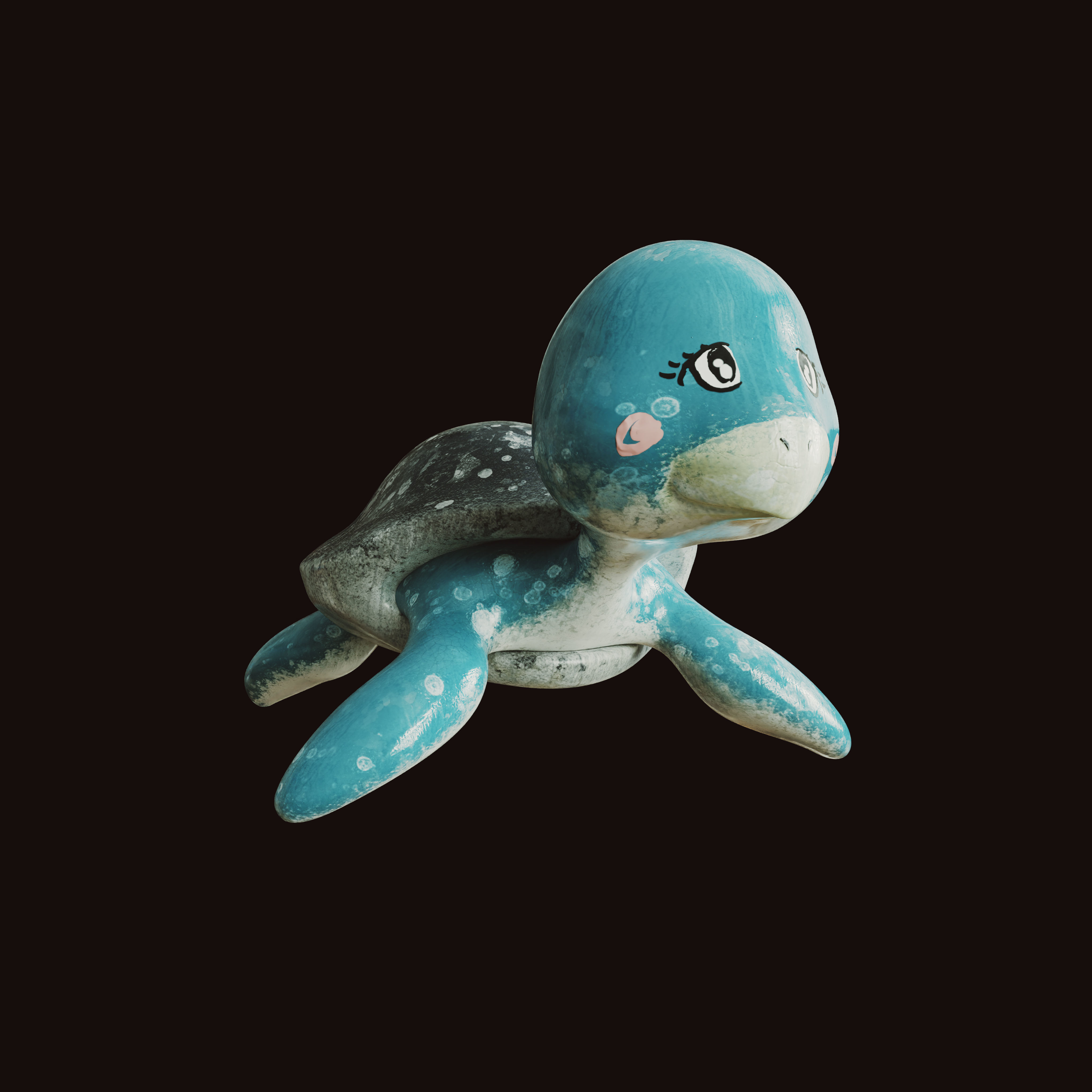 Turtle cute statue 3D model_7