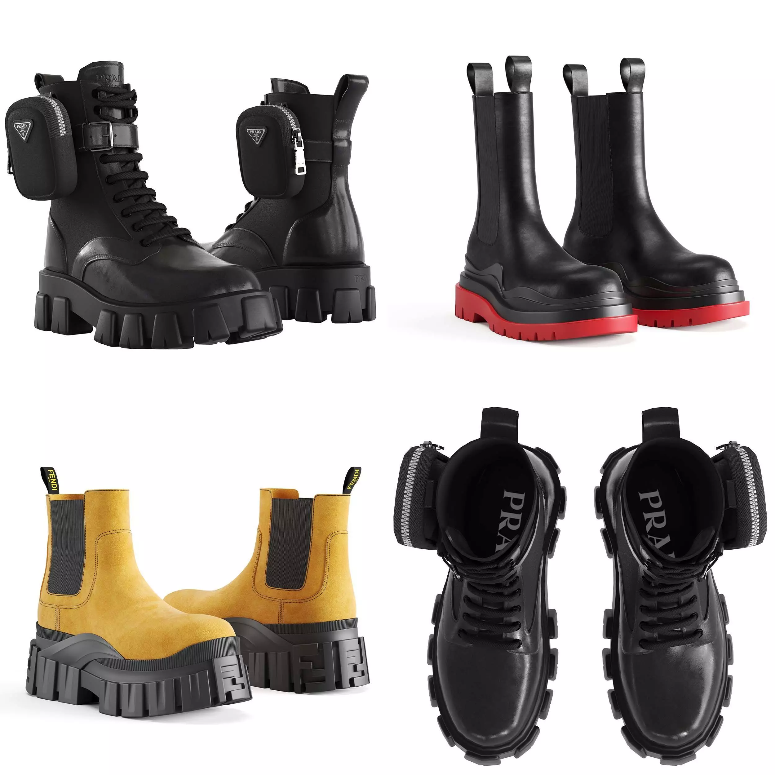 Made in Italy Luxury Boots PRADA Fendi BOTTEGA VENETA 3D Model Collection_0