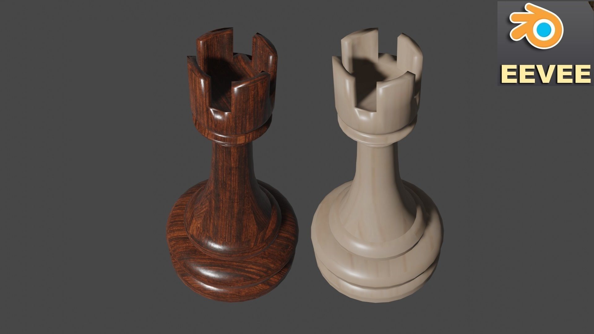 Chess Set Wooden 3D model_33