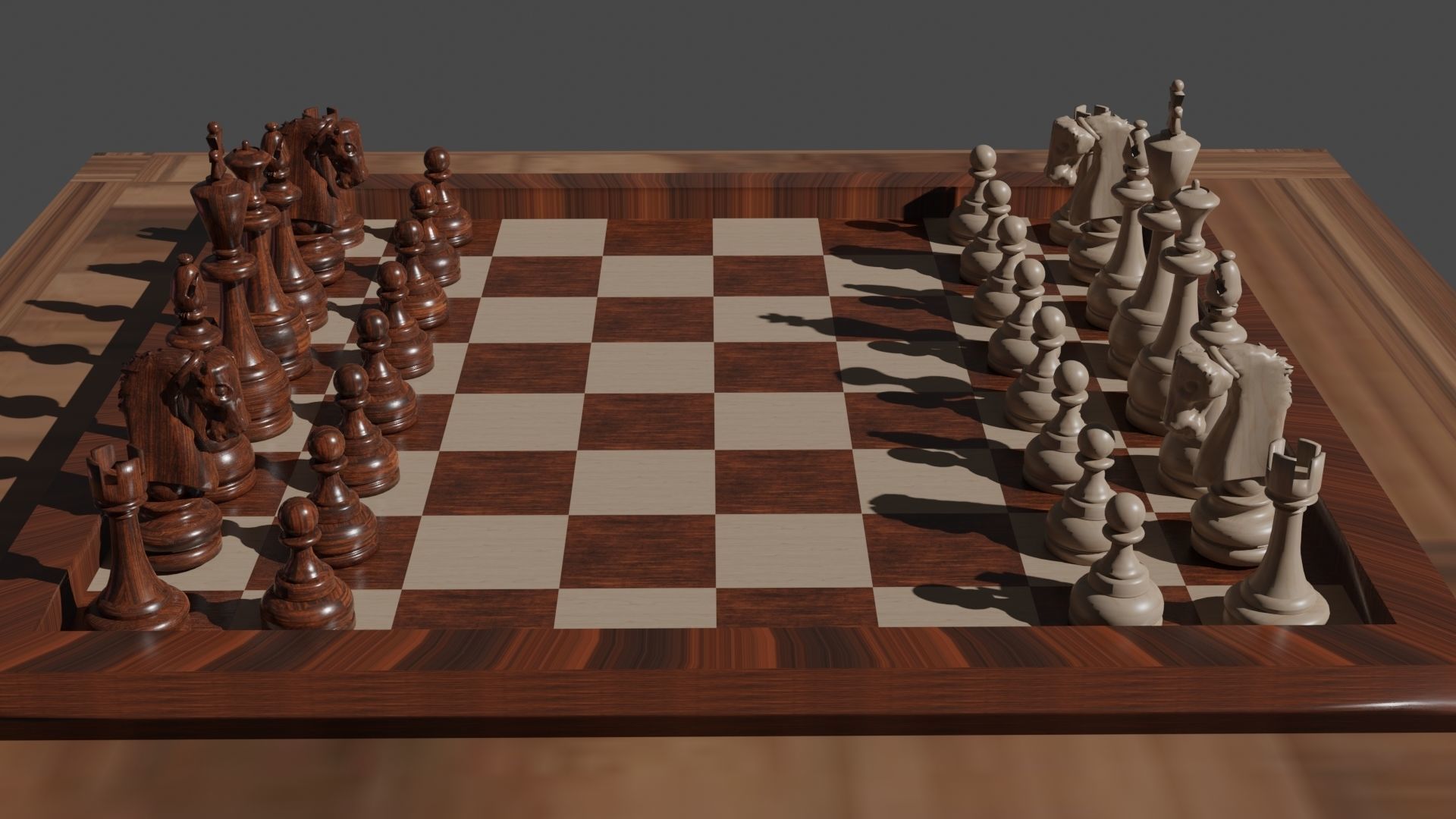 Chess Set Wooden 3D model_4