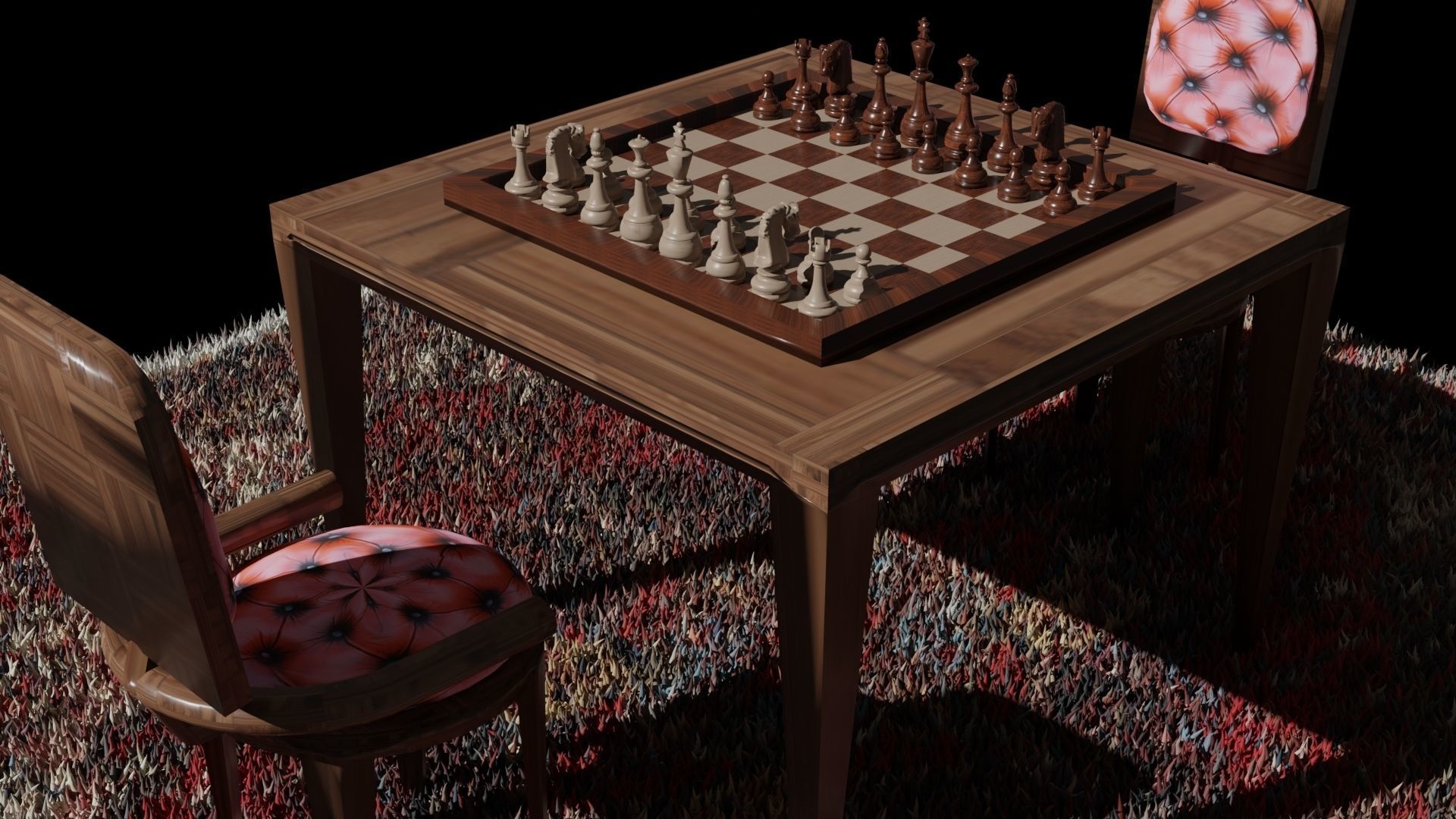 Chess Set Wooden 3D model_1