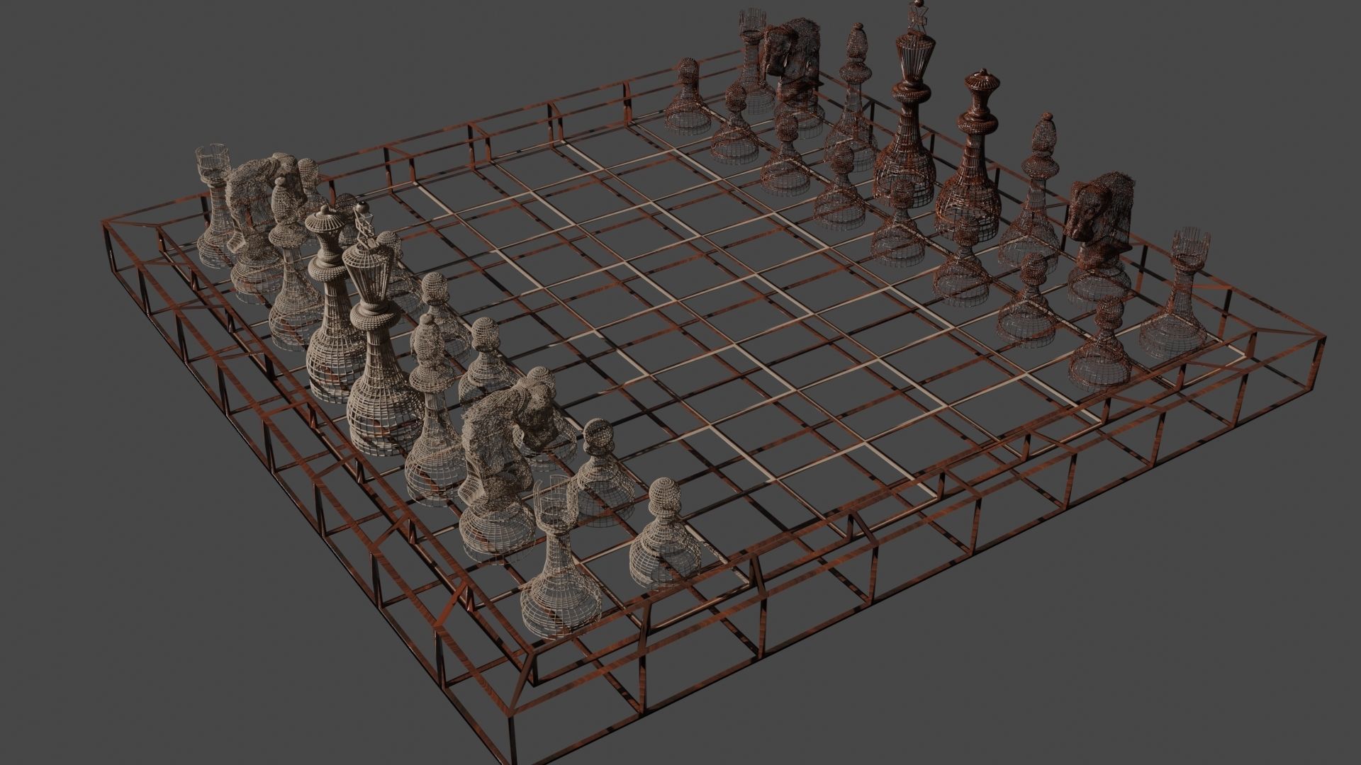 Chess Set Wooden 3D model_45