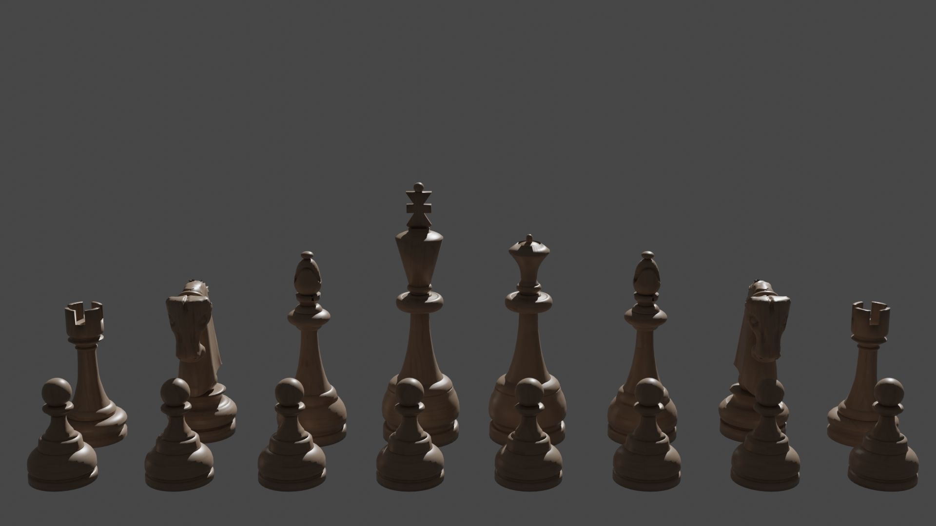 Chess Set Wooden 3D model_6
