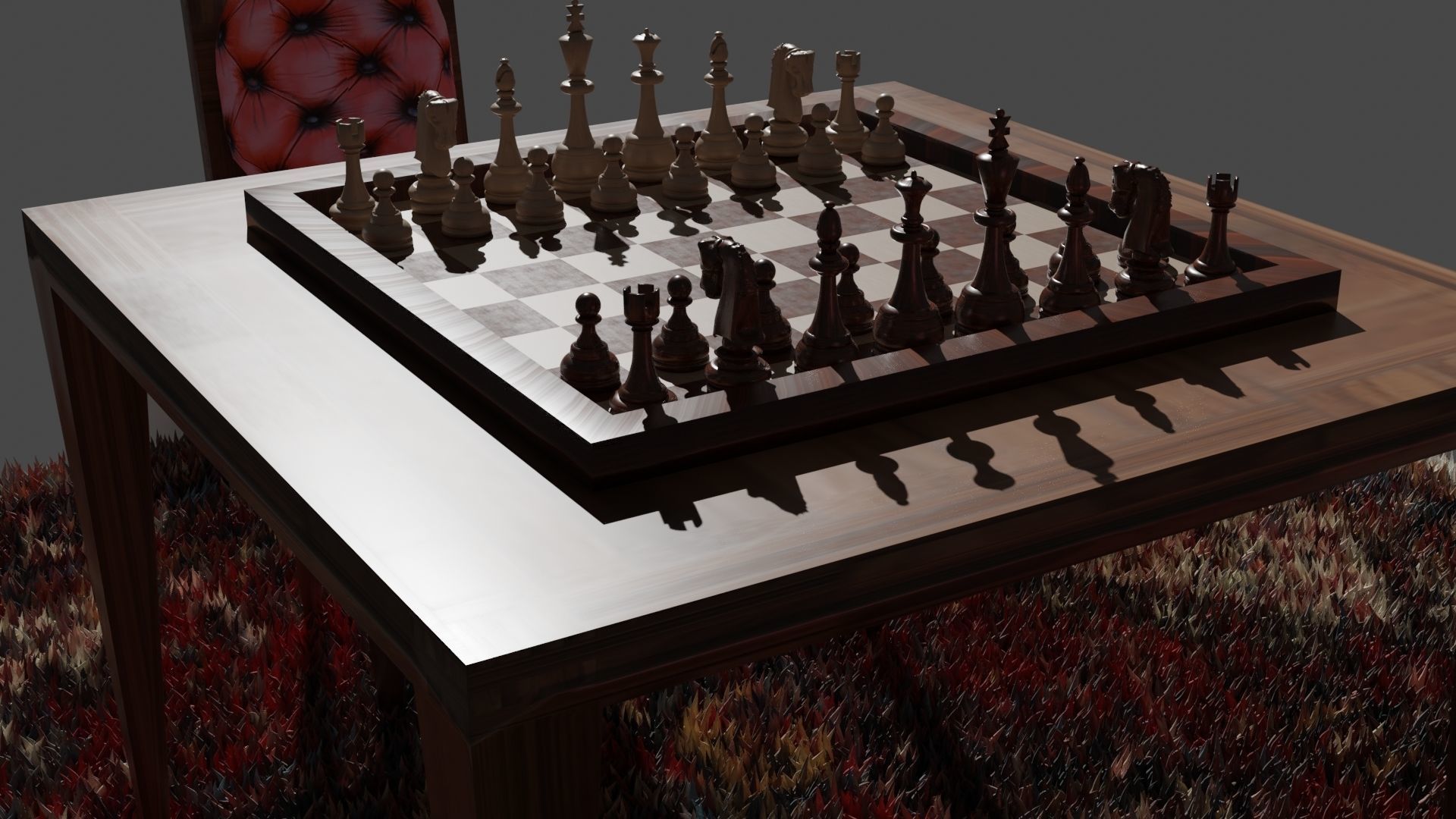 Chess Set Wooden 3D model_2