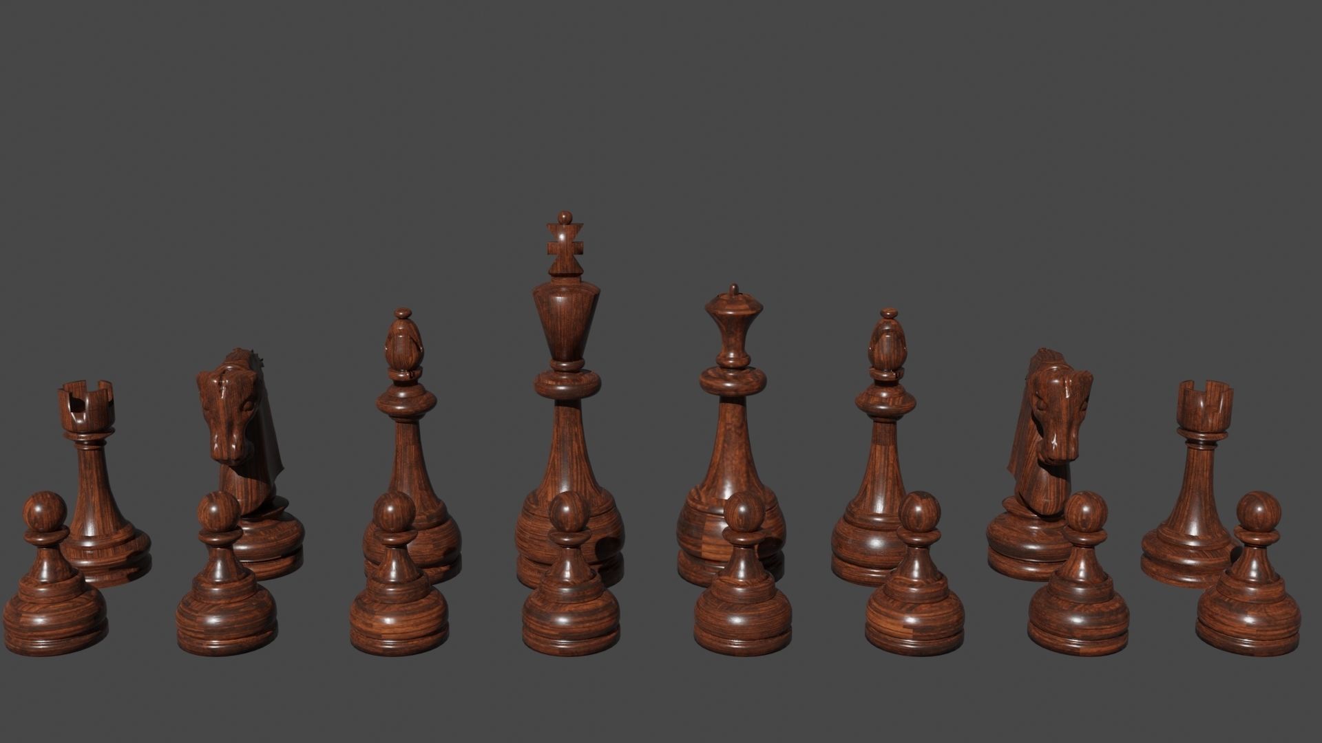 Chess Set Wooden 3D model_5