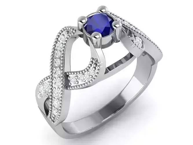 Ring - 3 sapphire and diamond engagement