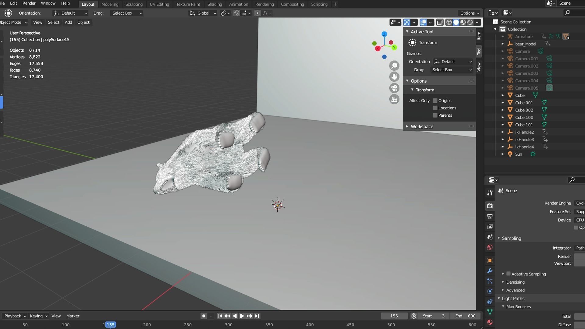 Fur Brown Bear animated  Low-poly 3D model_11