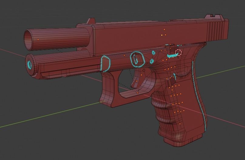 Glock 17 Gen 4 UNTEXTURED Low-poly 3D model_4