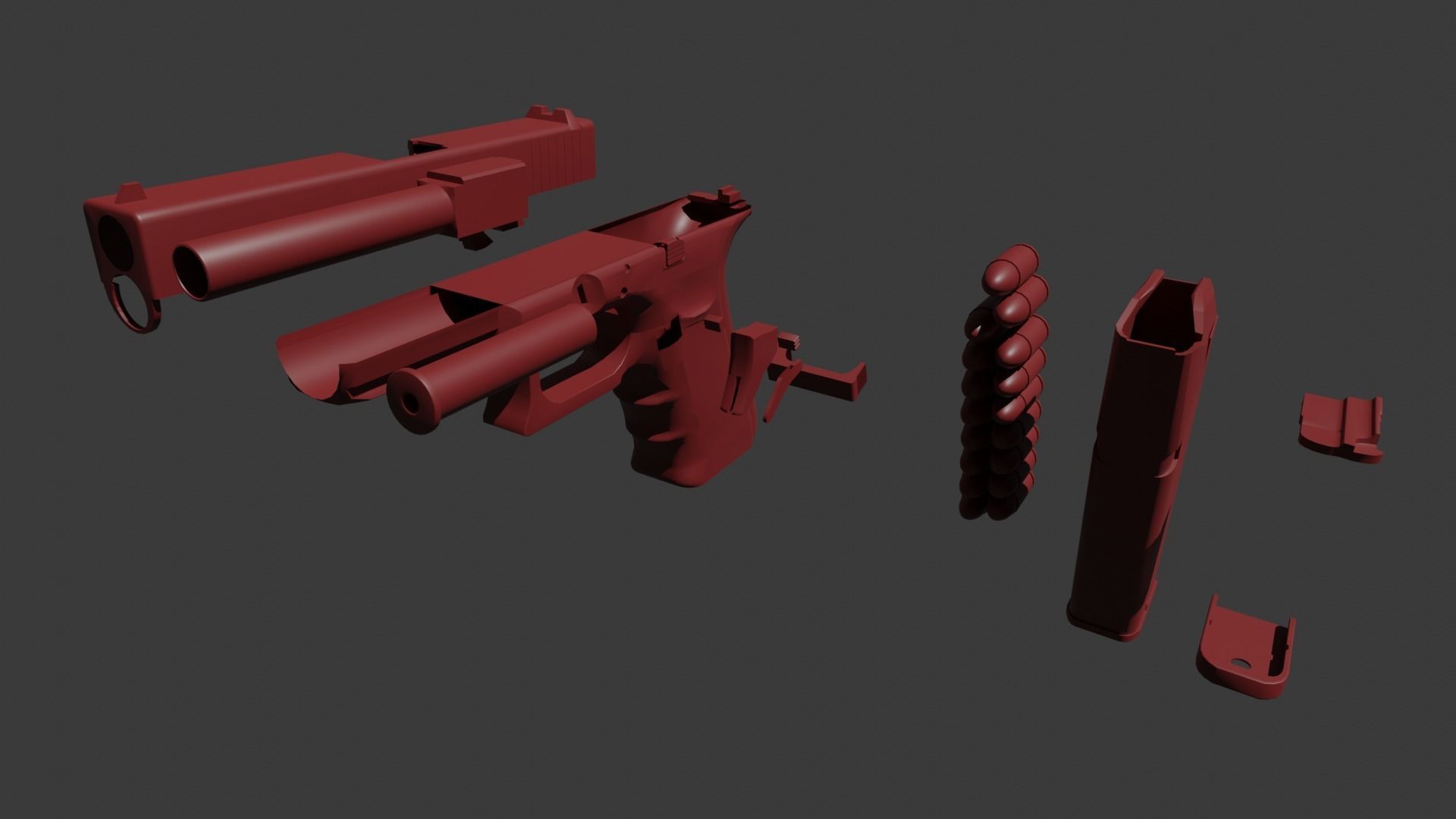 Glock 17 Gen 4 UNTEXTURED Low-poly 3D model_6