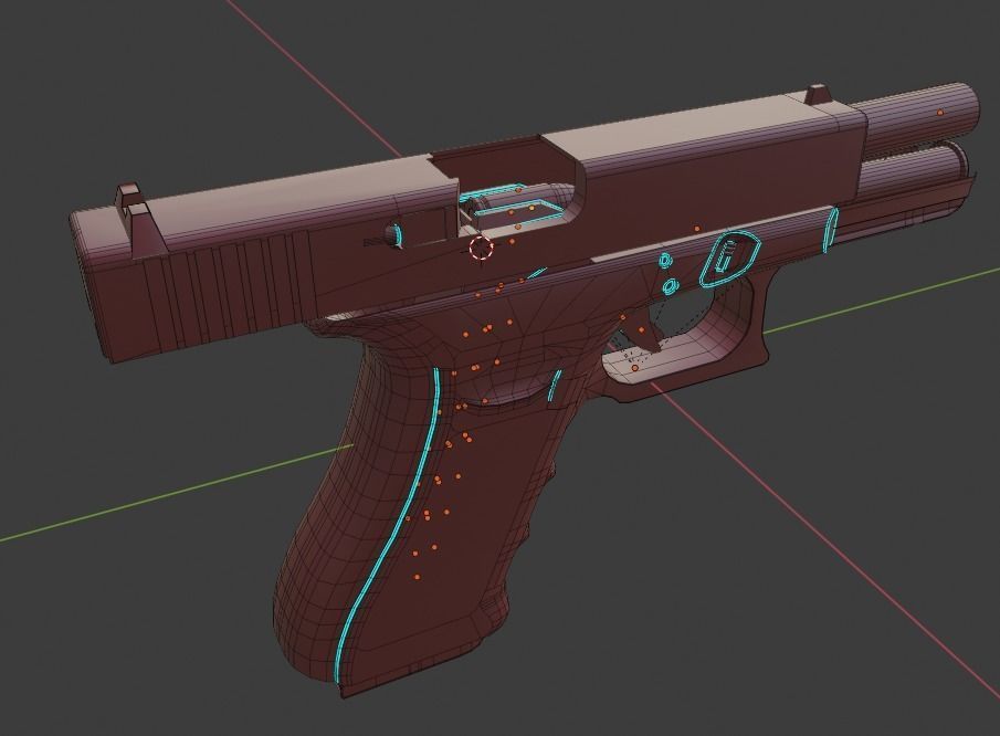 Glock 17 Gen 4 UNTEXTURED Low-poly 3D model_5