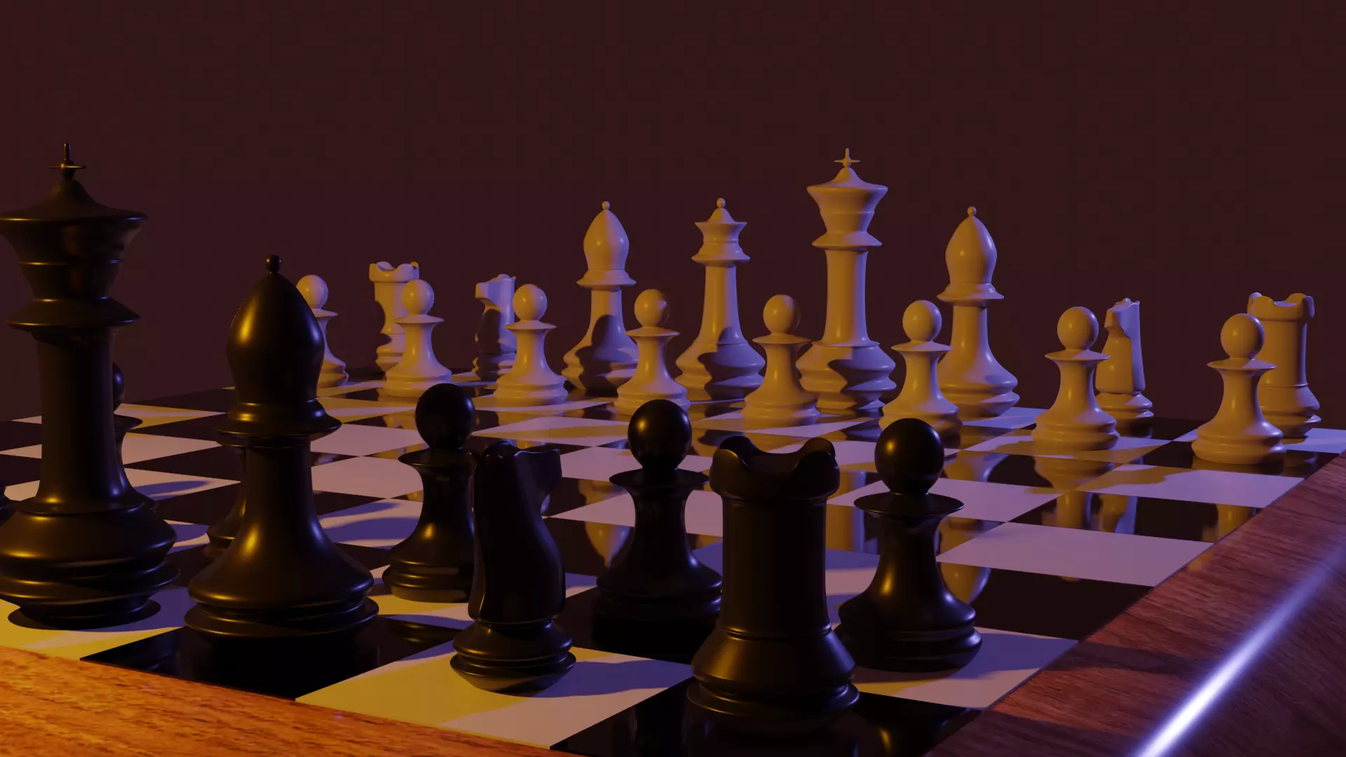 chess set table 3D model_0