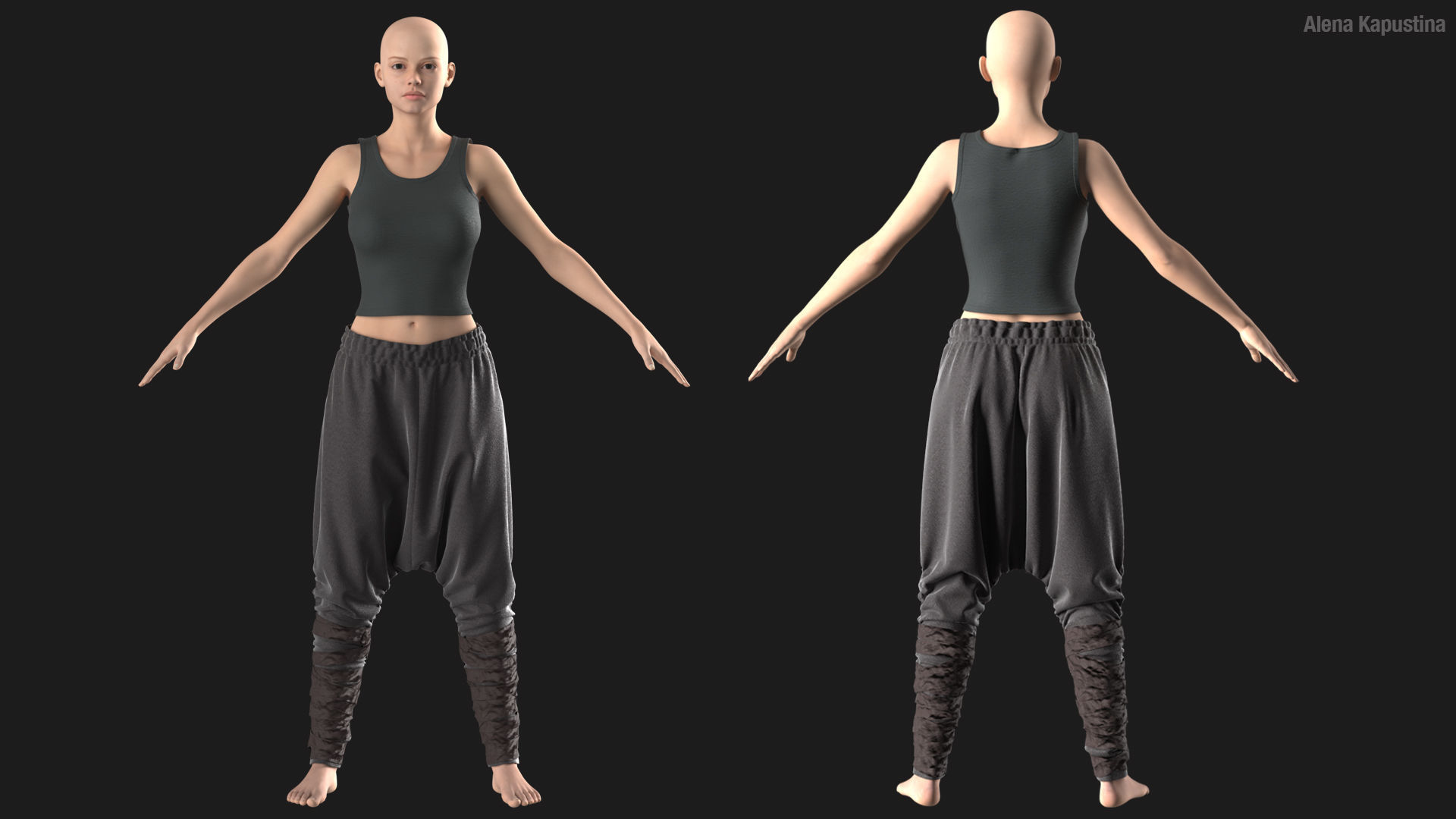Apocalyptic female outfit  Marvelous Designer project 3D model_3