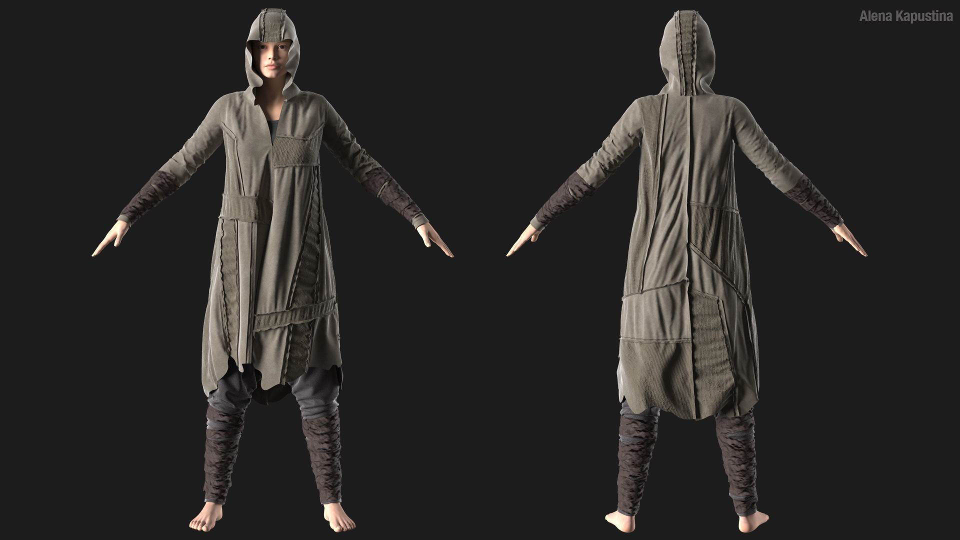 Apocalyptic female outfit  Marvelous Designer project 3D model_2