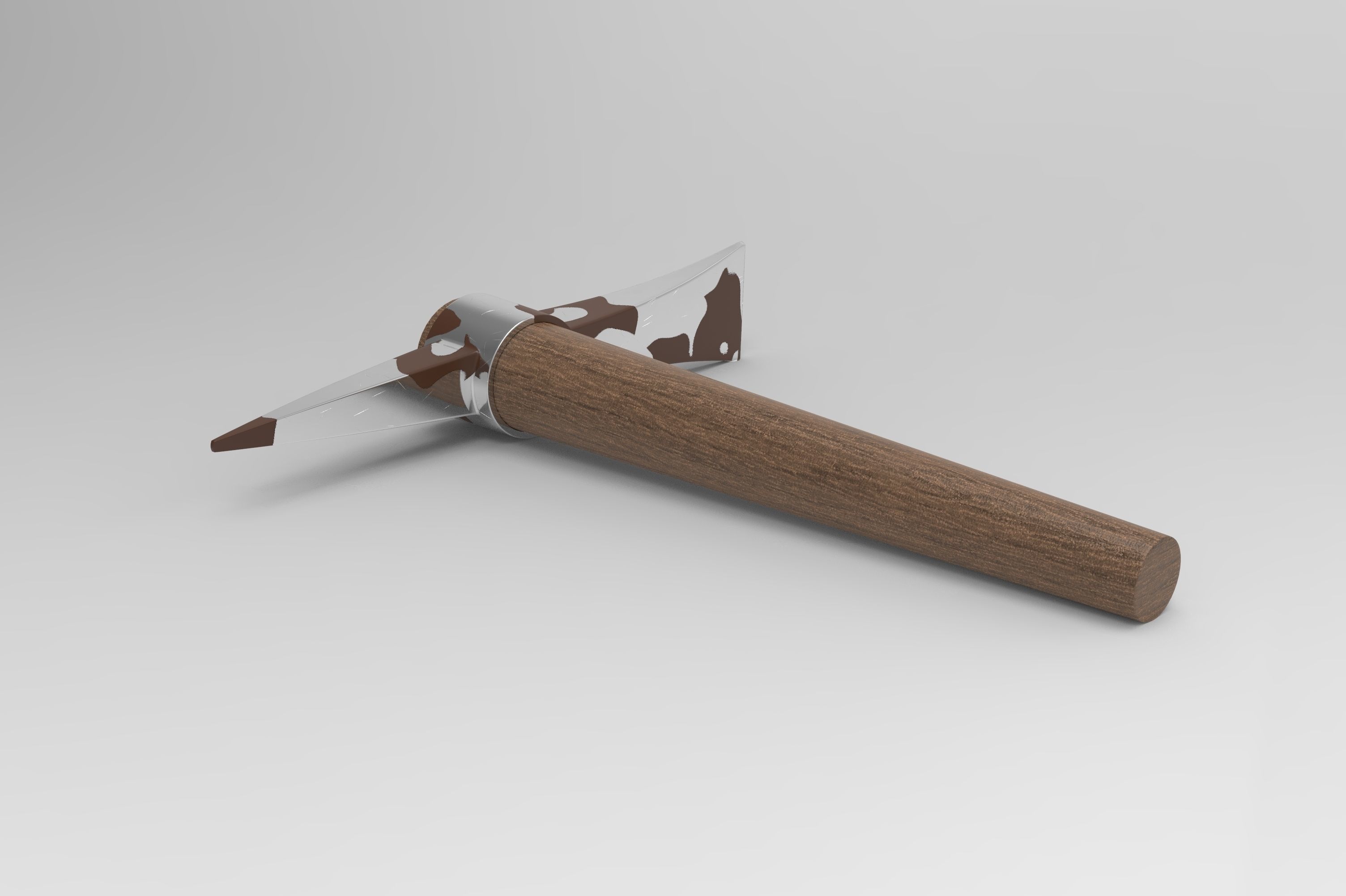 Pickaxe wooden pencil Low-poly 3D model_3