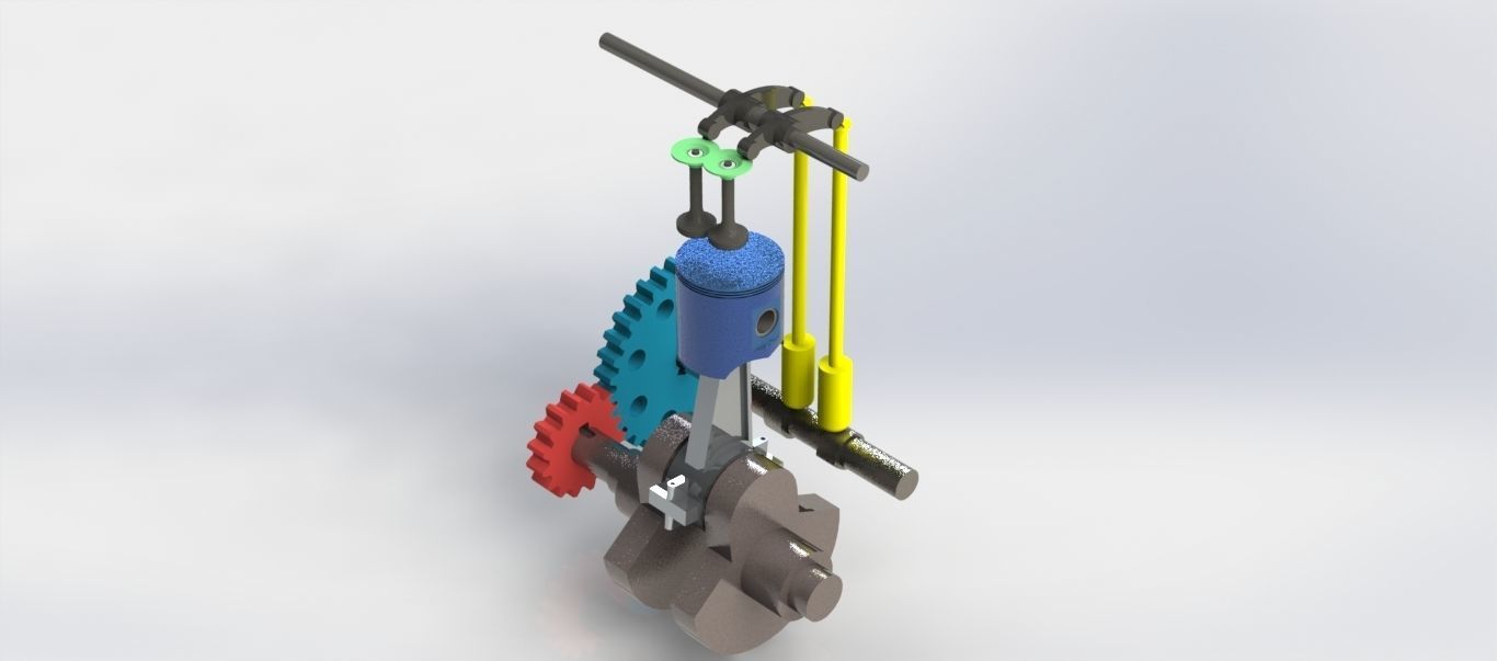 engine machine with gears 3D print model_2