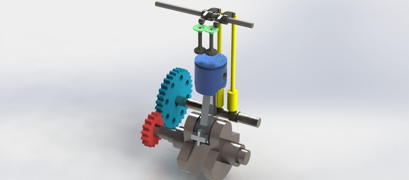 engine machine with gears 3D print model_4