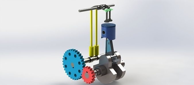 engine machine with gears 3D print model