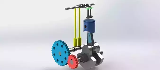 engine machine with gears 3D print model