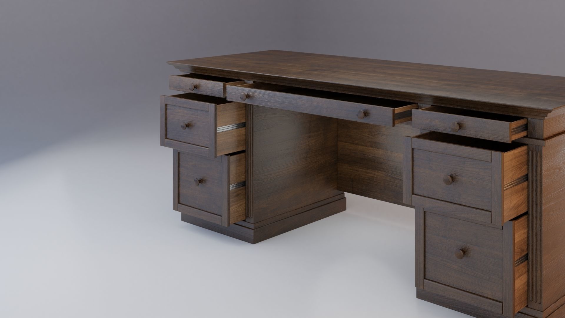 Livingston Desk with Drawers - Pottery Barn 3D model_9