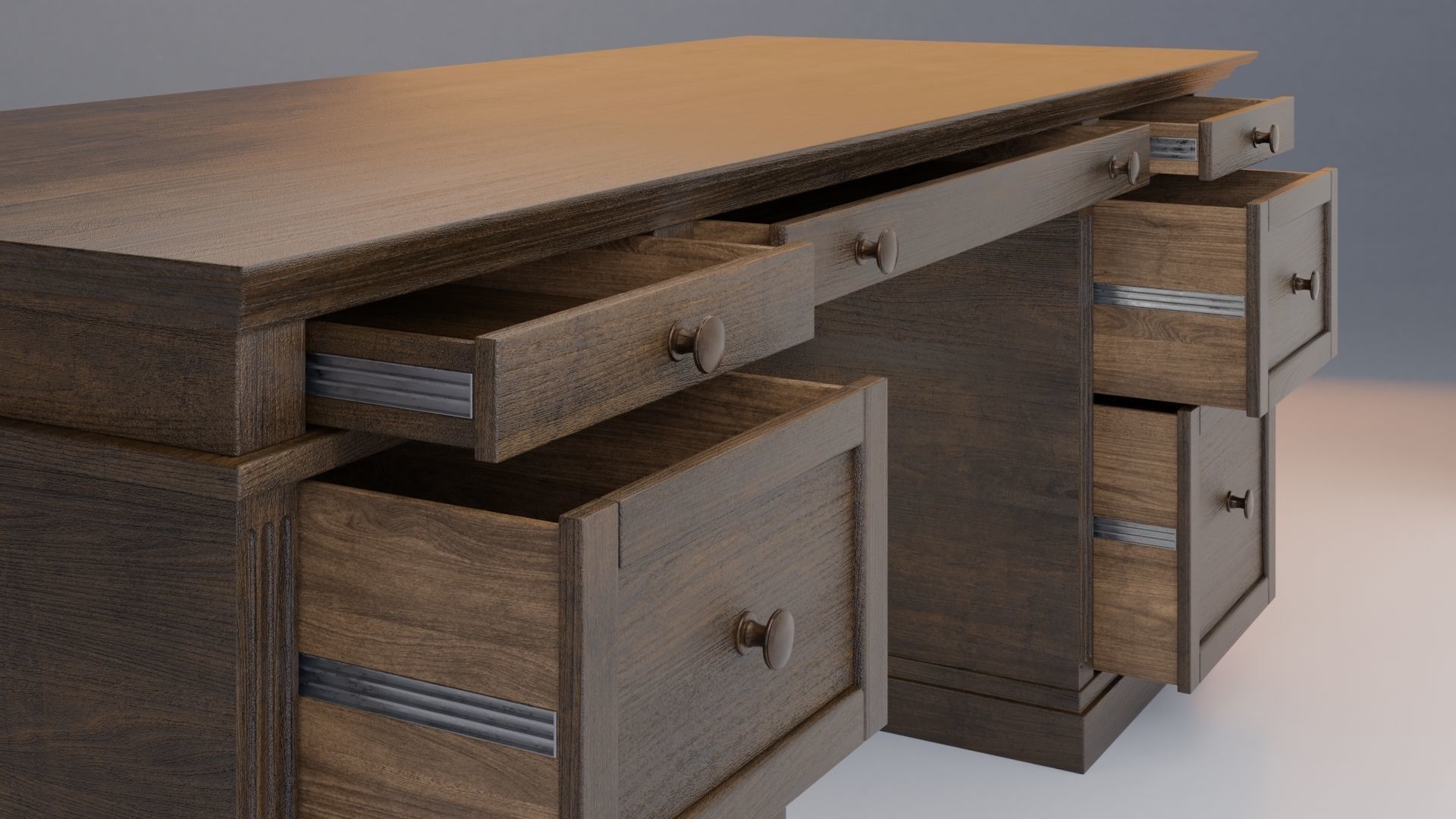 Livingston Desk with Drawers - Pottery Barn 3D model_11