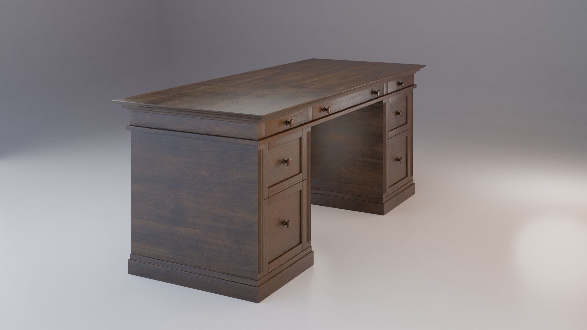 Livingston Desk with Drawers - Pottery Barn 3D model_3