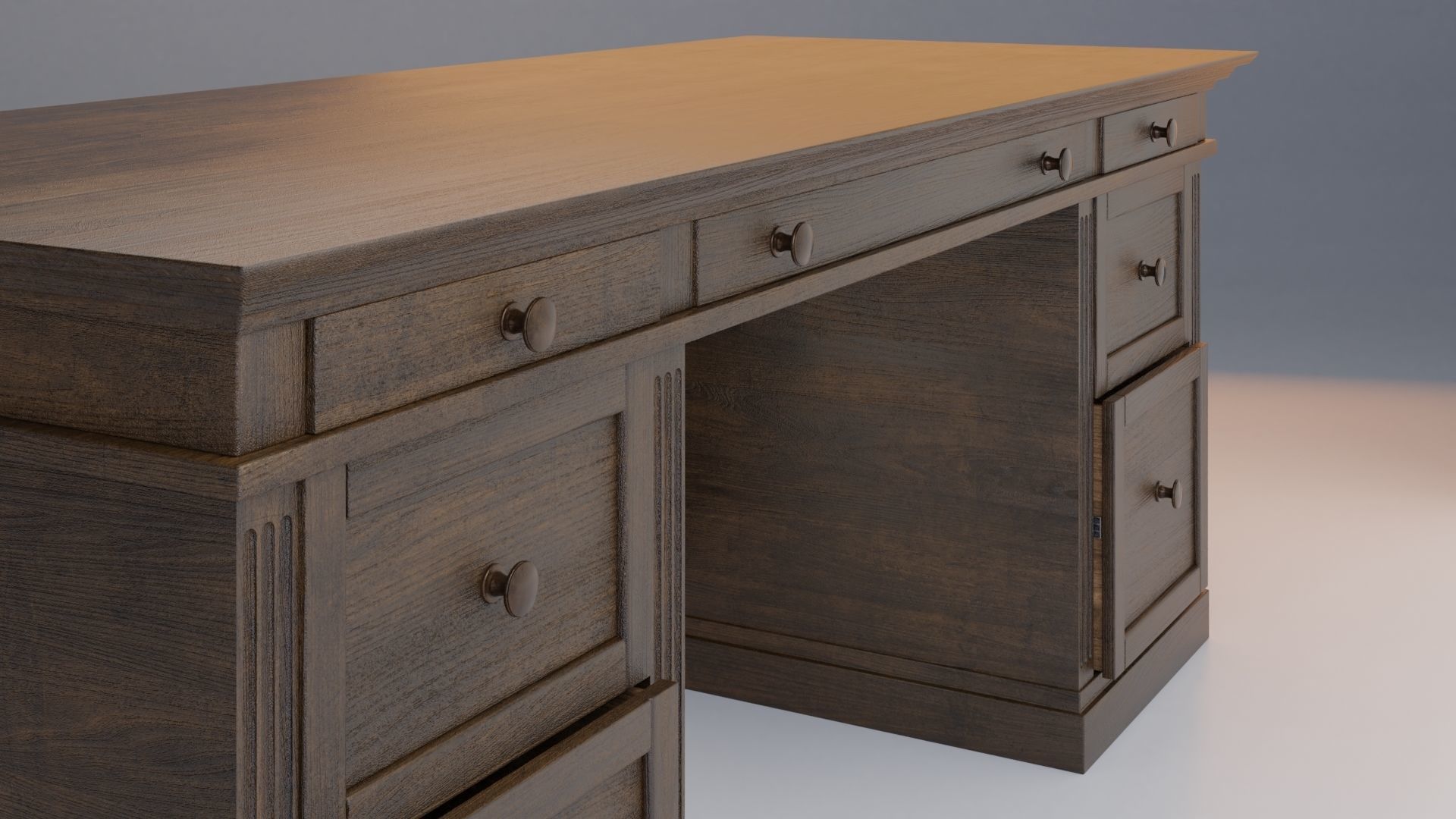 Livingston Desk with Drawers - Pottery Barn 3D model_12