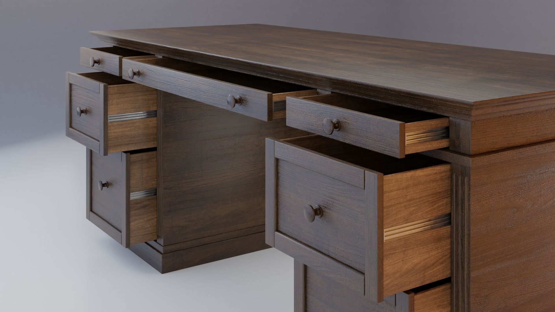 Livingston Desk with Drawers - Pottery Barn 3D model_10
