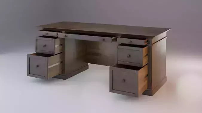 Livingston Desk with Drawers - Pottery Barn 3D model