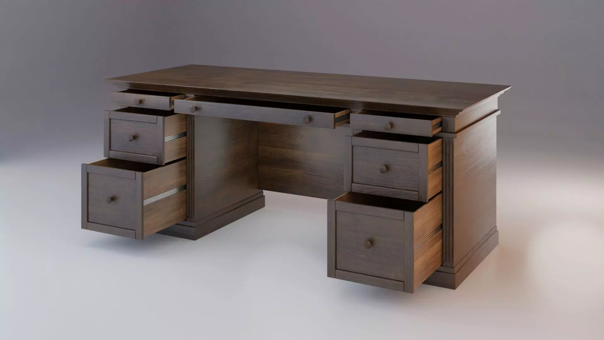 Livingston Desk with Drawers - Pottery Barn 3D model_0