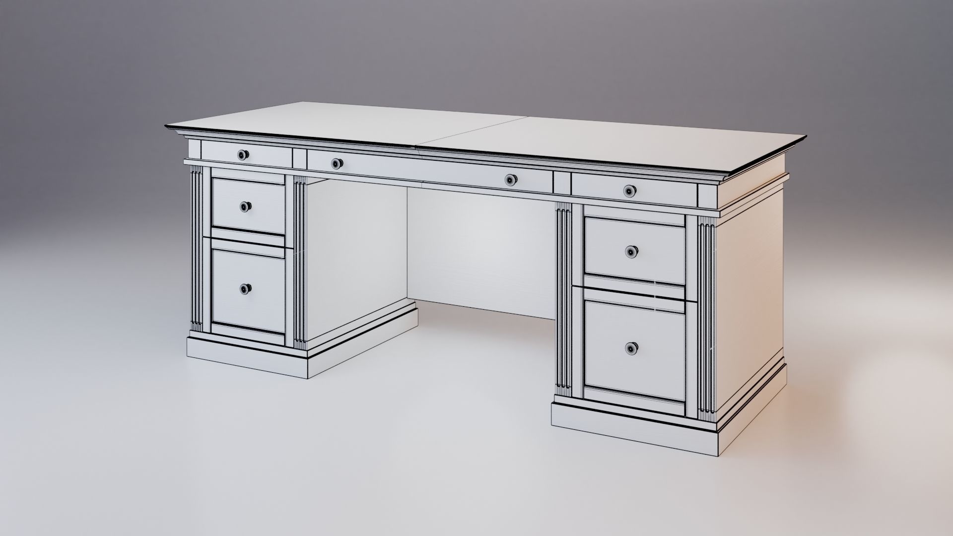 Livingston Desk with Drawers - Pottery Barn 3D model_13
