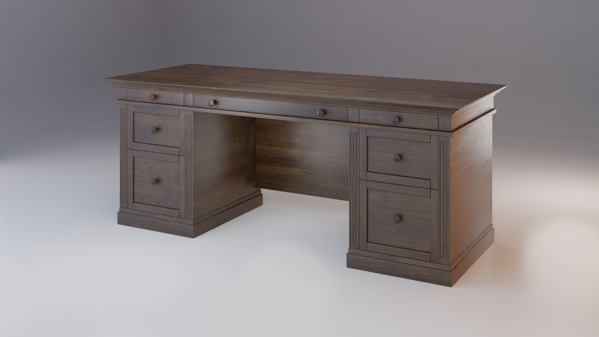 Livingston Desk with Drawers - Pottery Barn 3D model_1