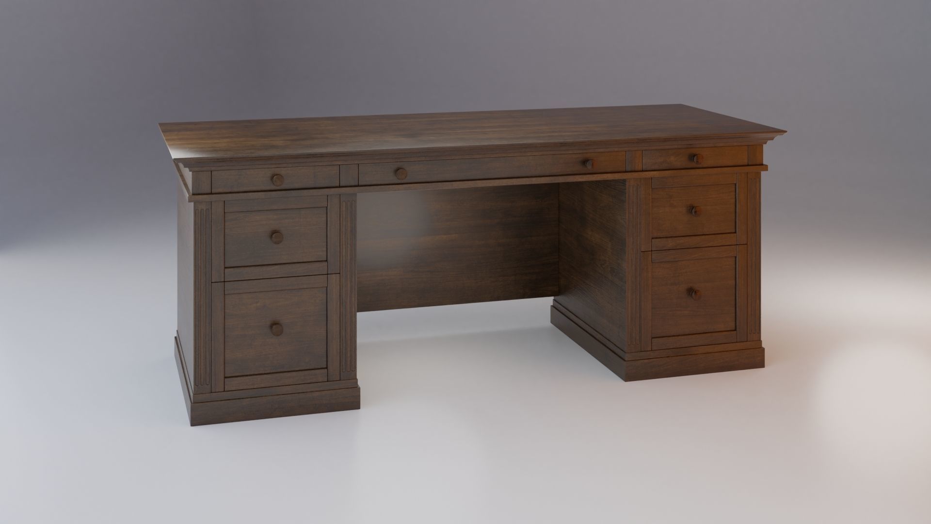Livingston Desk with Drawers - Pottery Barn 3D model_2