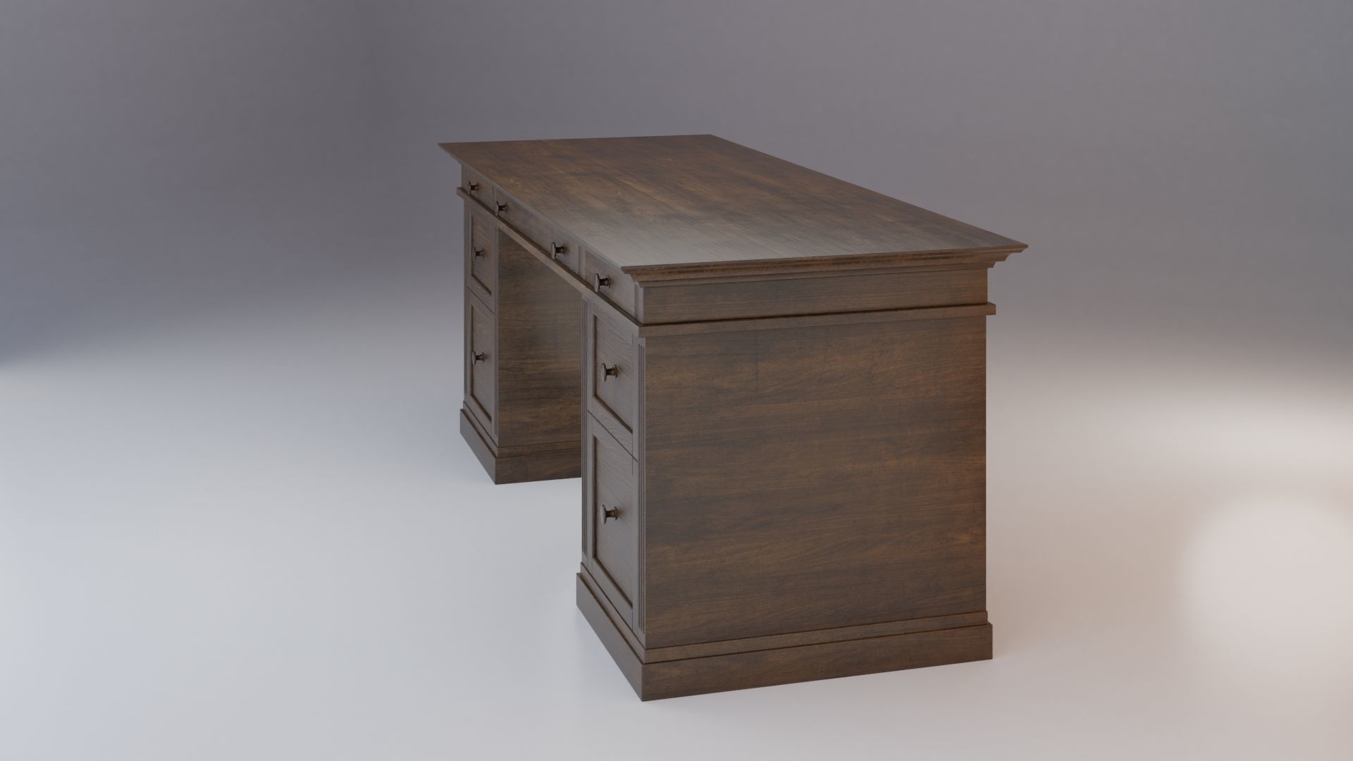 Livingston Desk with Drawers - Pottery Barn 3D model_8