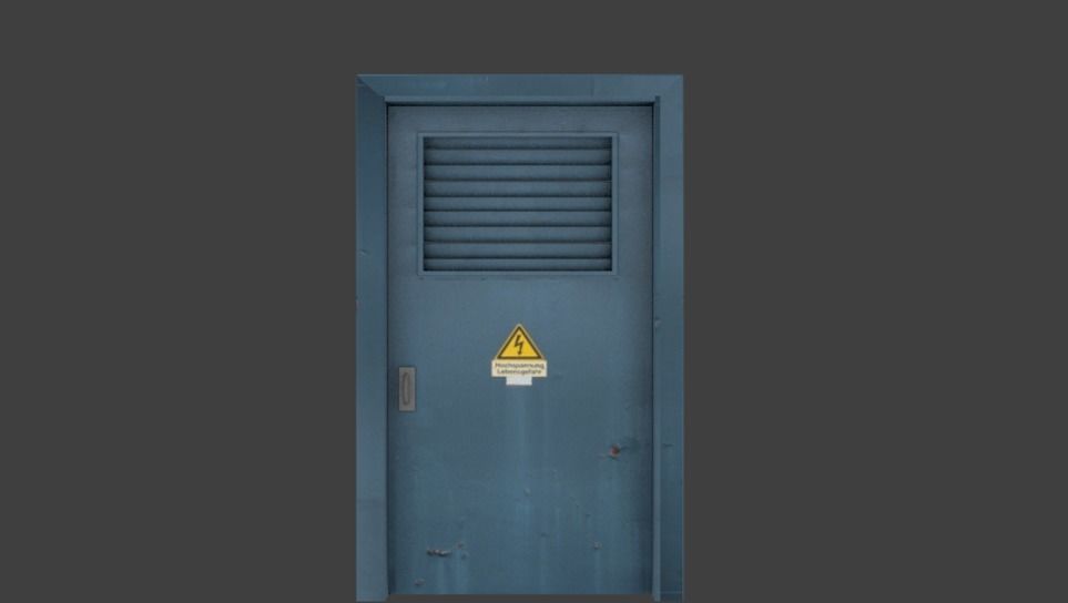 Doors door with warning sign Free 3D model_1
