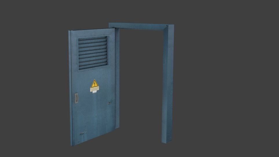 Doors door with warning sign Free 3D model_2