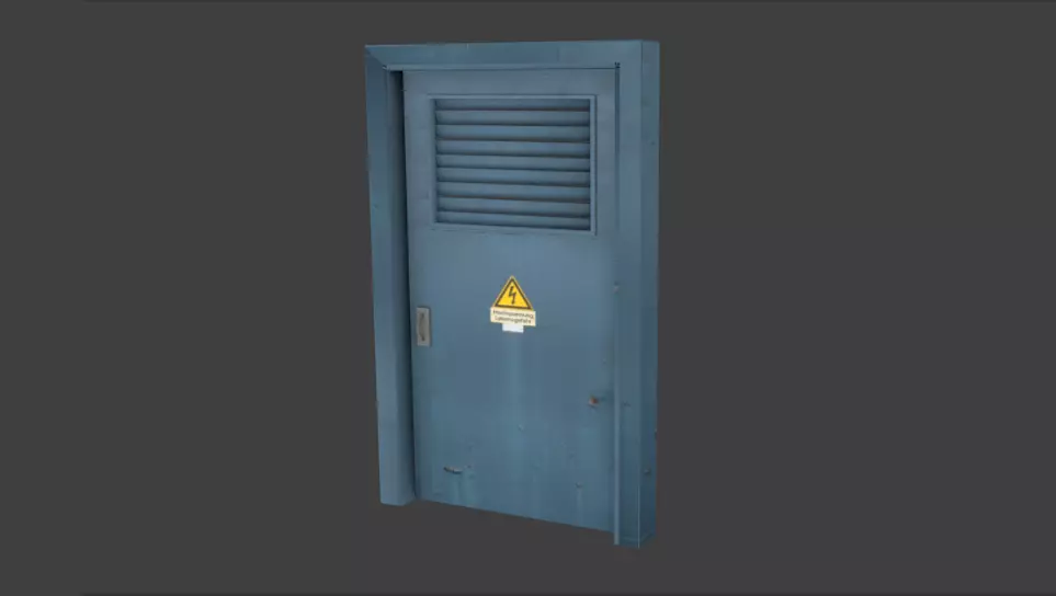 Doors door with warning sign Free 3D model_0