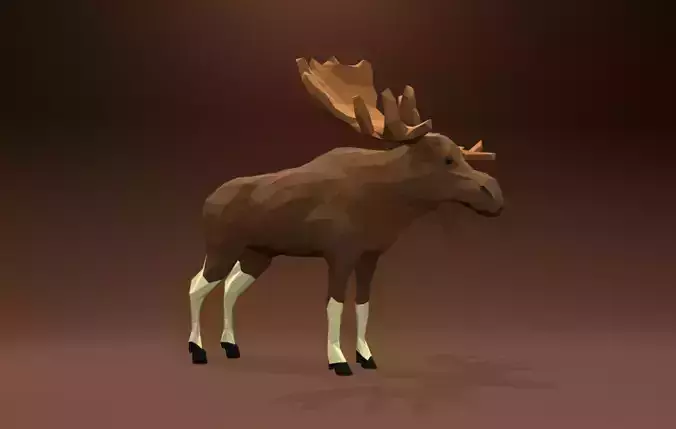 Moose Cartoon Lowpoly
