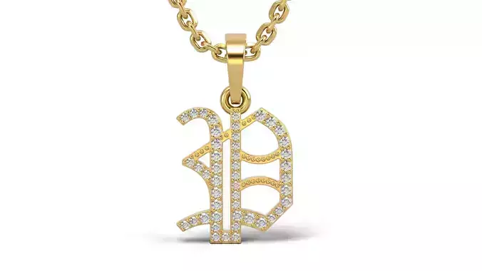 Old English P stone and solid V2 3D print model