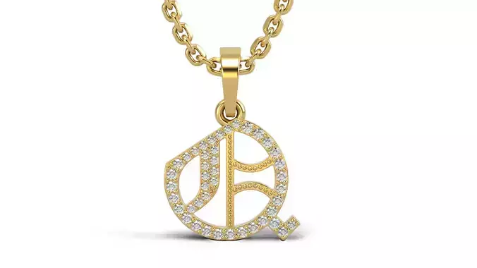 Old English Q stone and solid V 2