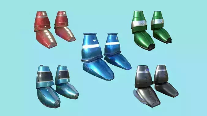 05 Sci-Fi Boots - Character Design - Megaman Robot Style 3D Model Collection