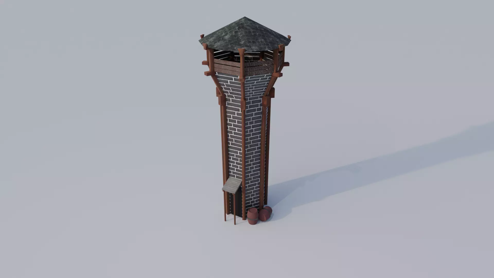 Medieval Archer Tower Low-poly 3D model_0