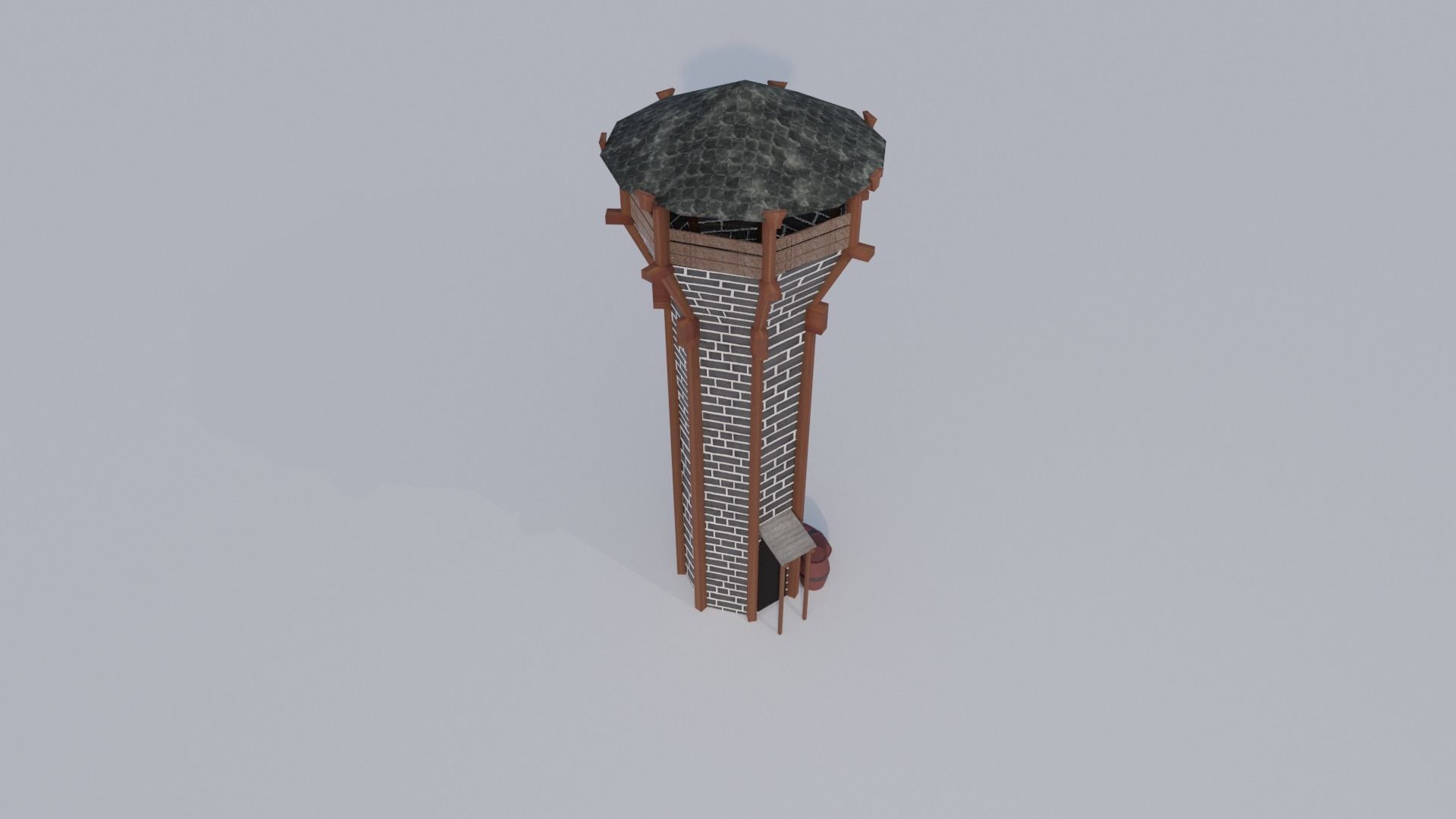 Medieval Archer Tower Low-poly 3D model_2