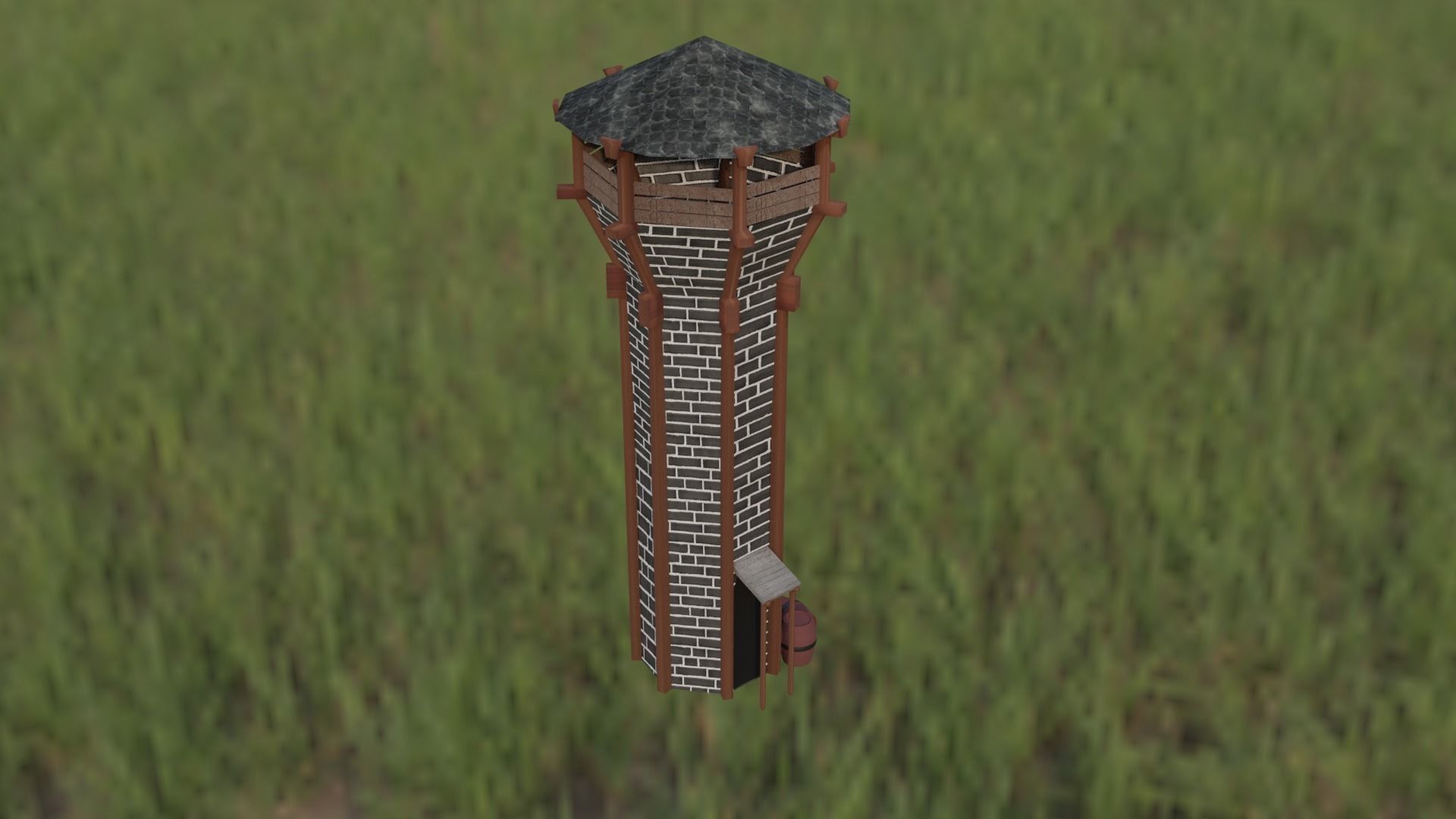 Medieval Archer Tower Low-poly 3D model_9