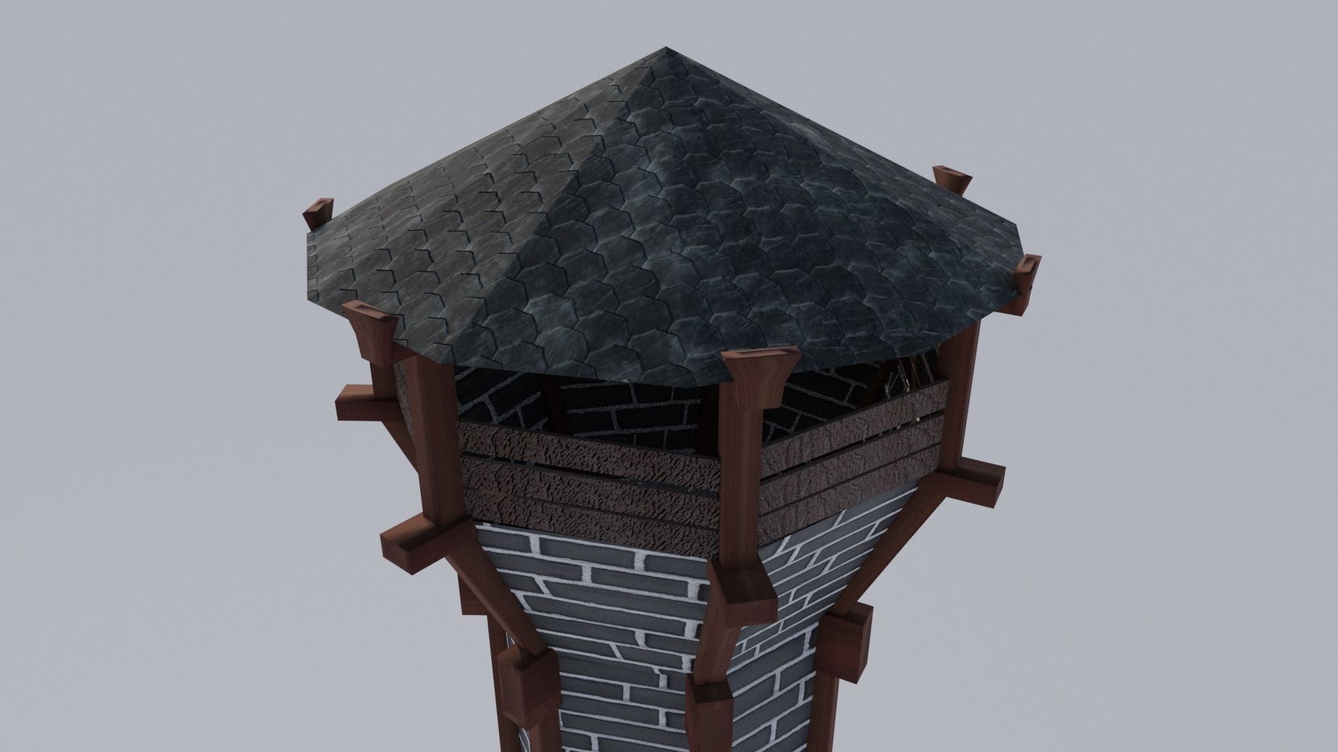 Medieval Archer Tower Low-poly 3D model_5
