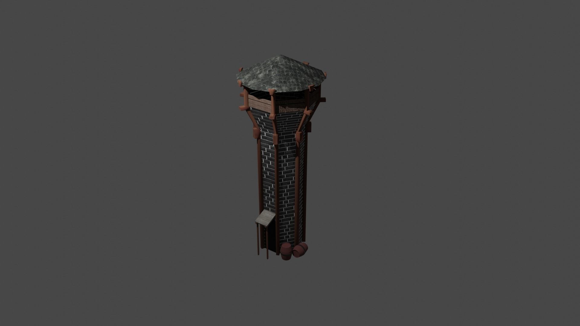 Medieval Archer Tower Low-poly 3D model_19