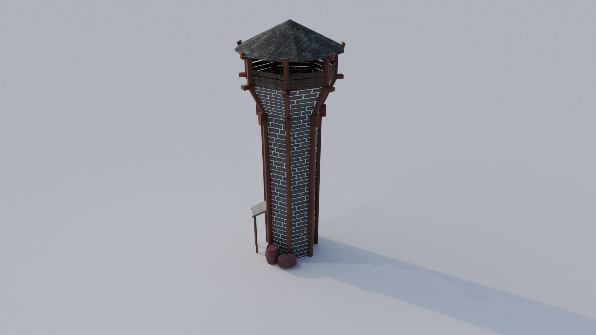 Medieval Archer Tower Low-poly 3D model_1