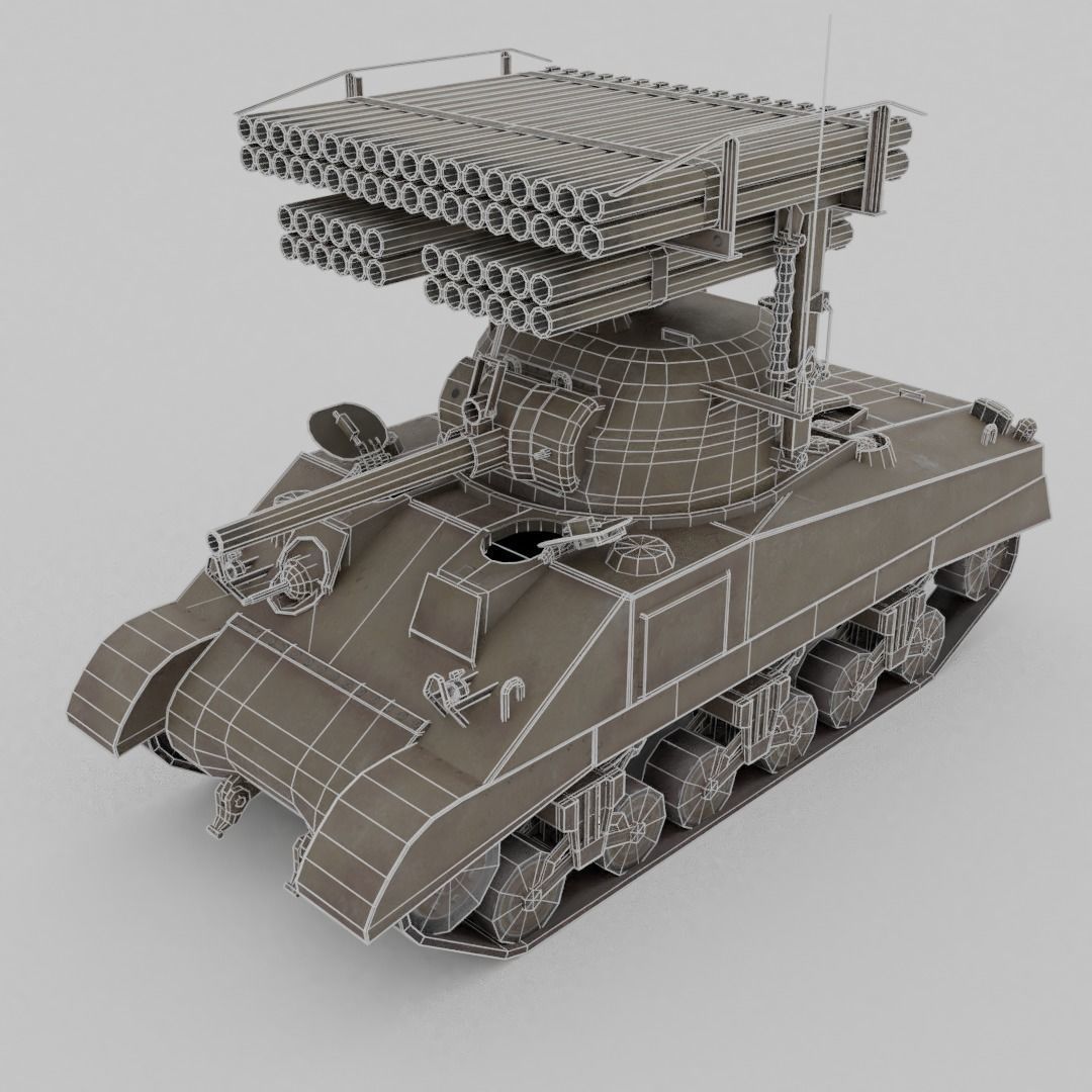 T34 Calliope Rocket Launcher  Low-poly 3D model_3
