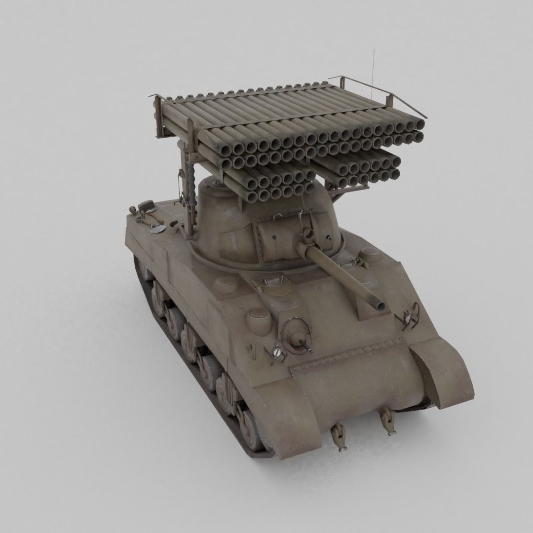 T34 Calliope Rocket Launcher  Low-poly 3D model_13