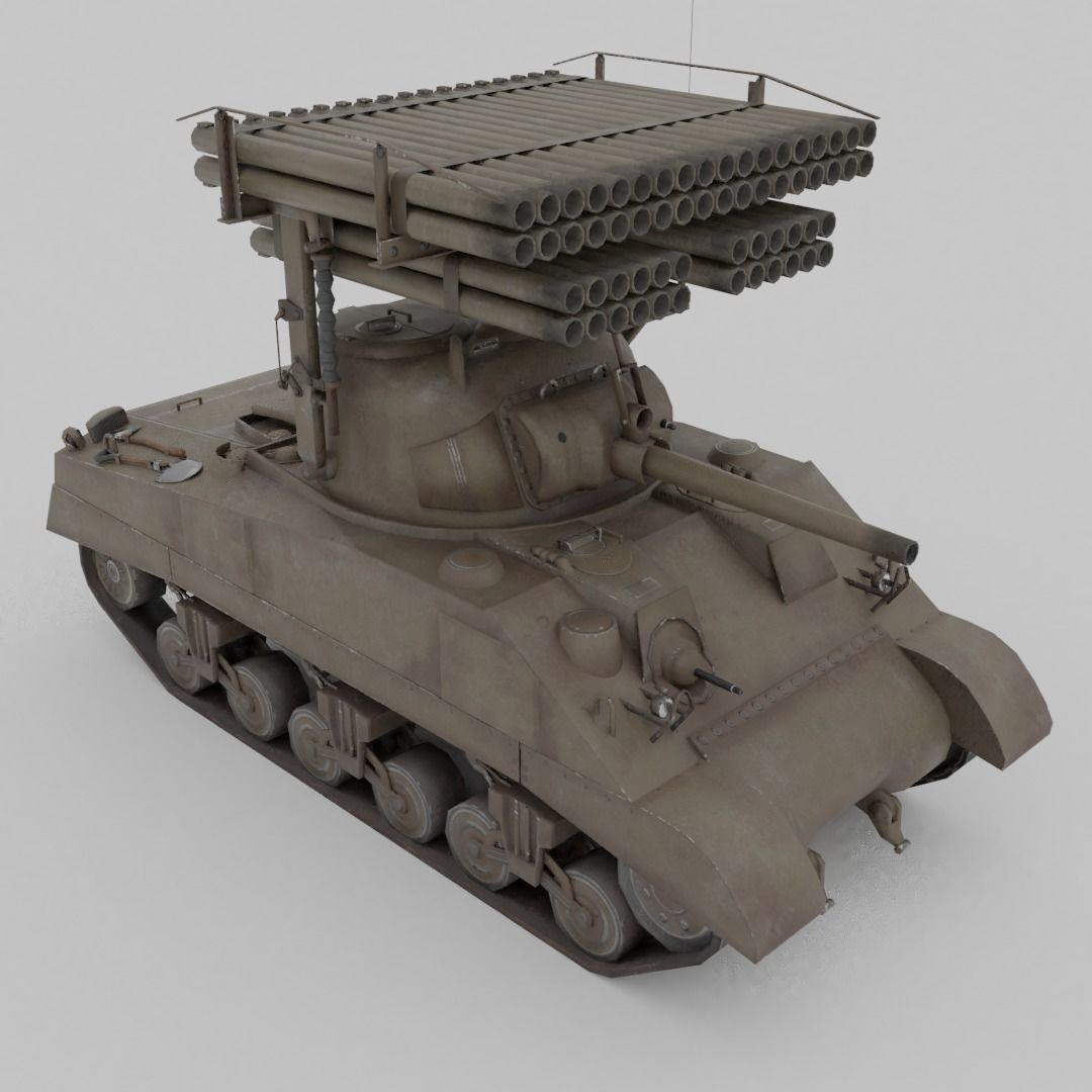 T34 Calliope Rocket Launcher  Low-poly 3D model_4