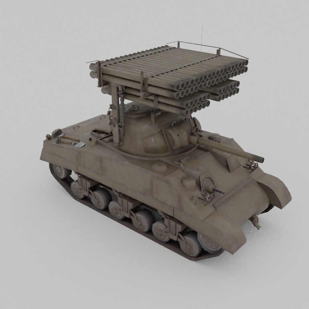 T34 Calliope Rocket Launcher  Low-poly 3D model_14